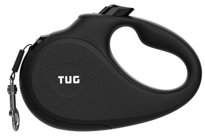 Picture of TUG Monochrome XL 360° Tangle-Free Retractable Dog Leash | 26 ft Strong Nylon Tape | One-Handed Brake, Pause, Lock (Extra Large, Black)