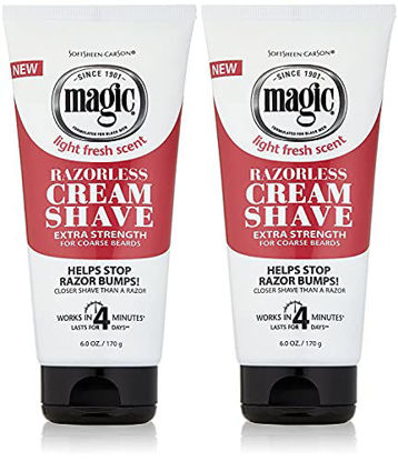 Picture of Magic Razorless Shaving Cream for Men, Hair Removal Cream, Extra Strength for Coarse Beards, No Razor Needed Depilatory Cream Works in 4 Minutes for Coarse Hair, 6 oz - 2 Pack