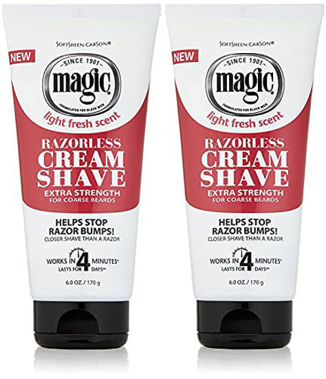 Picture of Magic Razorless Shaving Cream for Men, Hair Removal Cream, Extra Strength for Coarse Beards, No Razor Needed Depilatory Cream Works in 4 Minutes for Coarse Hair, 6 oz - 2 Pack