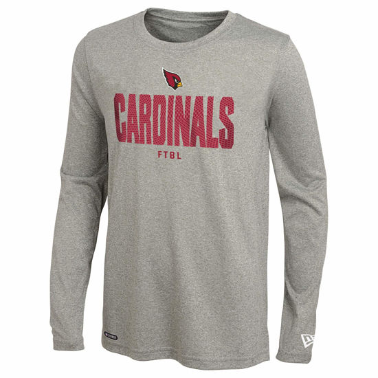 Picture of New Era NFL Men's Grids Dri-Tek Cool Grey Long Sleeve T-Shirt, Adult Football Tagless T-Shirt, Arizona Cardinals, X-Large