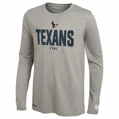 Picture of New Era NFL Men's Grids Dri-Tek Cool Grey Long Sleeve T-Shirt, Adult Football Tagless T-Shirt, Houston Texans, Small