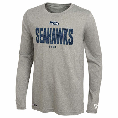 Picture of New Era NFL Men's Grids Dri-Tek Cool Grey Long Sleeve T-Shirt, Adult Football Tagless T-Shirt, Seattle Seahawks, Small