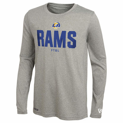 Picture of New Era NFL Men's Grids Dri-Tek Cool Grey Long Sleeve T-Shirt, Adult Football Tagless T-Shirt, Los Angeles Rams, X-Large