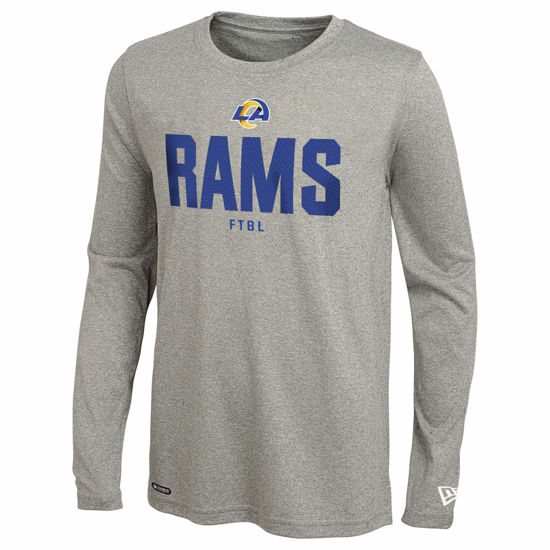 Picture of New Era NFL Men's Grids Dri-Tek Cool Grey Long Sleeve T-Shirt, Adult Football Tagless T-Shirt, Los Angeles Rams, Large