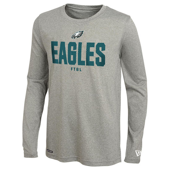 Picture of New Era NFL Men's Grids Dri-Tek Cool Heathered Grey Long Sleeve T-Shirt, Philadelphia Eagles 24, XX-Large