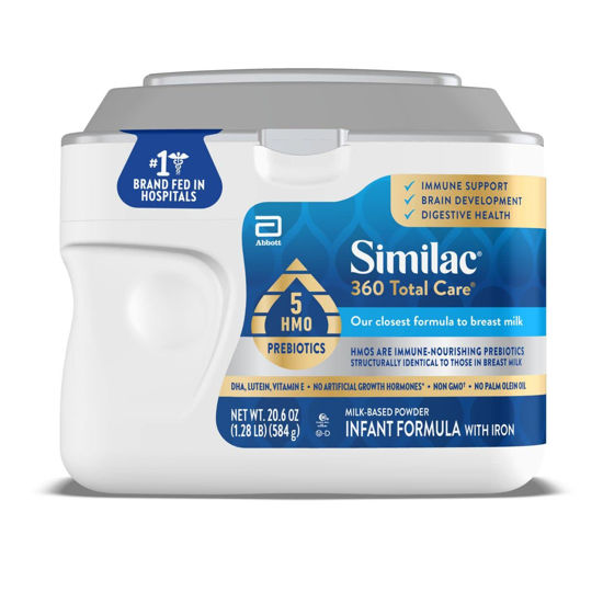 Picture of Similac® 360 Total Care®* Infant Formula, Has 5 HMO Prebiotics, Our Closest Prebiotic Blend to Breast Milk, Non-GMO,‡ Baby Formula Powder, 20.6-oz Tub