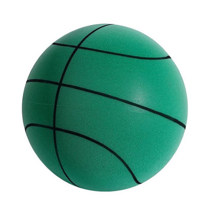 Picture of Silent Basketball, 2023 Newest Foam Basketball Indoor Training Ball, Uncoated High-Density Foam Ball Low Noise Basketball Training for Various Indoor Activities (No. 7, Basketball line - green)