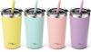 Picture of Tiblue Kids & Toddler Cup - 4 Pack 12oz Spill Proof Stainless Steel Water Bottle for Girls Boys Insulated Tumbler with Leak Proof Lid & Silicone Straw with Stopper - BPA FREE Baby Smoothie Snack Cup