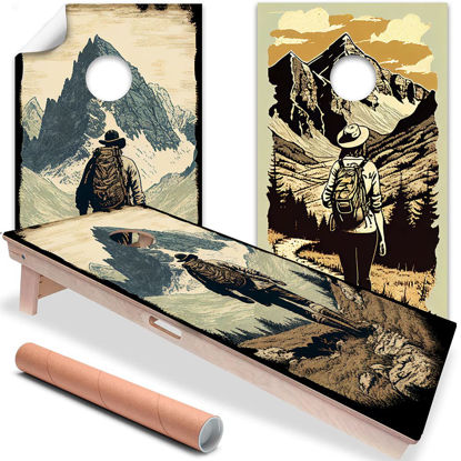 Picture of Cornhole Board Wraps and Decals for Boards Set of 2 Skins Professional Vinyl Covers Sticker Hikers Outdoors Art Cornhole Wraps Stickers Cornhole Skins Cornhole Wraps for Boards