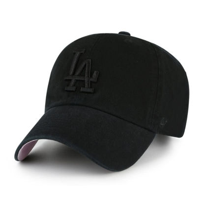 Picture of '47 Los Angeles Dodgers Ballpark Clean Up Dad Hat Baseball Cap - Black/Pink Bottom