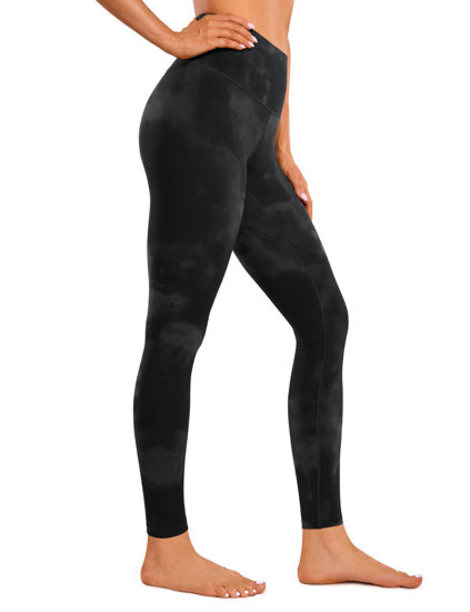 Picture of CRZ YOGA Womens Butterluxe High Waisted Workout Leggings 28'' - High Waisted Full Length Soft Athletic Yoga Pants Black Tie Dye Flowers Medium