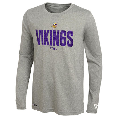 Picture of New Era NFL Men's Grids Dri-Tek Cool Heathered Grey Long Sleeve T-Shirt, Minnesota Vikings 24, 3X-Large