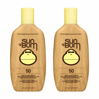 Picture of Sun Bum Sun Bum Original Spf 50 Sunscreen Lotion Vegan and Reef Friendly (octinoxate & Oxybenzone Free) Broad Spectrum Moisturizing Uva/uvb Sunscreen With Vitamin E 8 Ounce 2 Pack