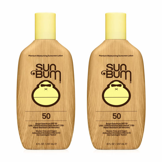 Picture of Sun Bum Sun Bum Original Spf 50 Sunscreen Lotion Vegan and Reef Friendly (octinoxate & Oxybenzone Free) Broad Spectrum Moisturizing Uva/uvb Sunscreen With Vitamin E 8 Ounce 2 Pack