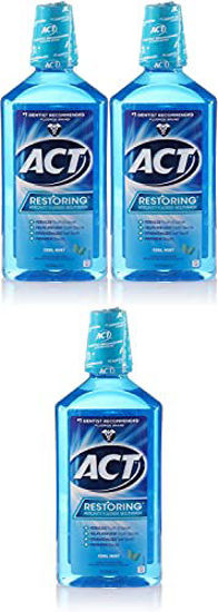 Picture of ACT Restoring Anti-Cavity Fluoride Mouthwash, Cool Mint, 33.8 oz Pack of 3