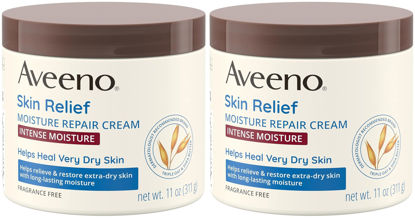 Picture of Aveeno Skin Relief Intense Moisture Repair Body Cream with Triple Oat & Shea Butter Formula, Helps Relieve & Restore Extra-Dry Skin with Long-Lasting Moisture, Fragrance-Free, 11 oz- Pack of 2