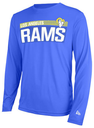 Picture of New Era mens NFL Measured Dri-Tek Long Sleeve Pro Football Tagless T-Shirt, Los Angeles Rams Royal, XX-Large