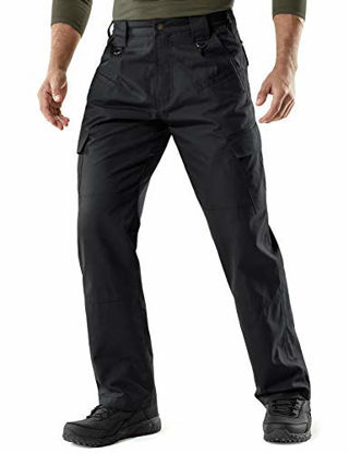 Picture of CQR Men's Tactical Pants, Water Repellent Ripstop Cargo Pants, Lightweight EDC Hiking Work Pants, Outdoor Apparel, Duratex(tlp106) - Black, 38W x 30L