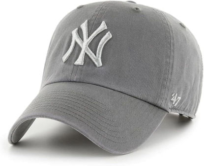 Picture of '47 New York Yankees Primary Logo Ballpark Clean Up Dad Hat Baseball Cap (Dark Gray)