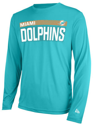 Picture of New Era mens NFL Measured Dri-Tek Long Sleeve Pro Football Tagless T-Shirt, Miami Dolphins Aqua, XX-Large