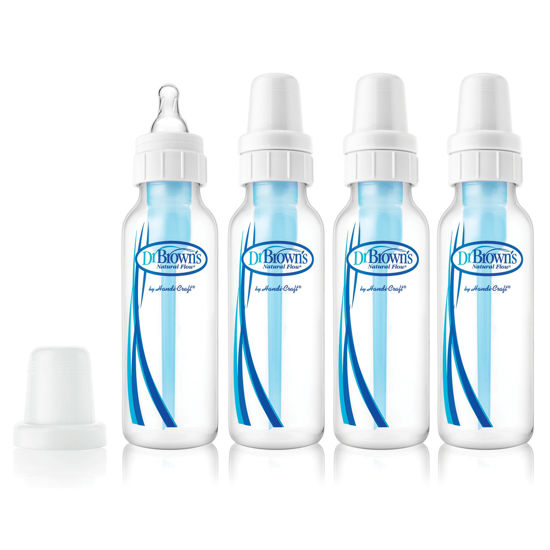 Picture of Dr. Brown’s Natural Flow® Anti-Colic Baby Bottle with Level 1 Slow Flow Nipples, 8oz, 4 Pack