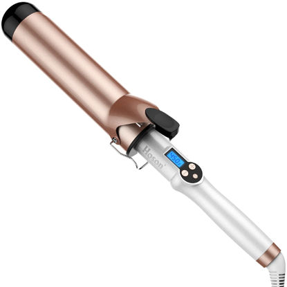 Picture of Hoson 2 Inch Curling Iron Large Barrel, Long Barrel Curling Wand Dual Voltage, Ceramic Tourmaline Coating with LCD Display, Glove Include