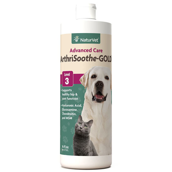 Picture of NaturVet - ArthriSoothe-Gold Advanced Care Liquid | Level 3 Advanced Joint Care | Supports Healthy Hip & Joint Function | Enhanced with Glucosamine, MSM & Chondroitin | For Dogs & Cats | 16 oz Liquid