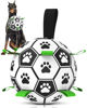 Picture of QDAN Dog Toys Soccer Ball with Straps - Durable Dog Balls for Giant Extra Large Dogs, Outdoor Dog Toys, Dog Water Toy, Herding Ball, Dog Birthday Gifts (10 Inch)