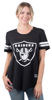 Picture of Ultra Game NFL Las Vegas Raiders Womenss Soft Mesh Jersey Varsity Stripe Jock Tag Crew Neck Tee Shirt Top, Team Color, Small