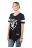 Picture of Ultra Game NFL Las Vegas Raiders Womenss Soft Mesh Jersey Varsity Stripe Jock Tag Crew Neck Tee Shirt Top, Team Color, Small