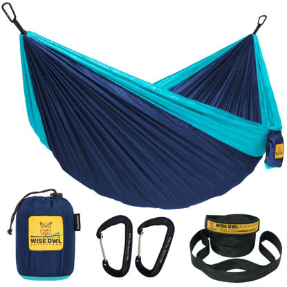 Picture of Wise Owl Outfitters Camping Hammock - Camping Essentials, Portable Hammock w/Tree Straps, Single or Double Hammock for Outside, Hiking, and Travel