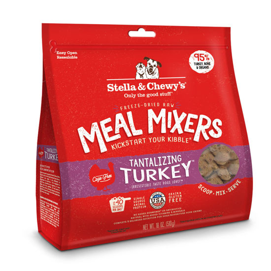 Picture of Stella & Chewy's Freeze Dried Raw Tantalizing Turkey Meal Mixer - Dog Food Topper for Small & Large Breeds - Grain Free, Protein Rich Recipe - 18 oz Bag