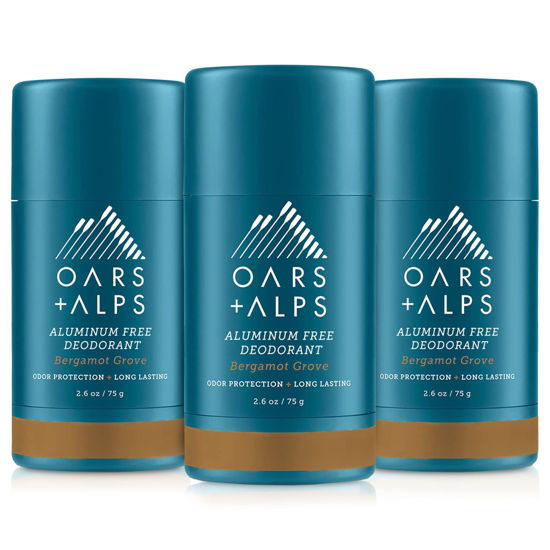 Picture of Oars + Alps Aluminum Free Deodorant for Men and Women, Dermatologist Tested and Made with Clean Ingredients, Travel Size, Bergamot Grove, 3 Pack, 2.6 Oz Each