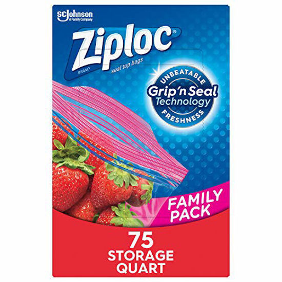 Picture of Ziploc Brand Storage Quart Bags with Grip 'n Seal Technology, (.75 Count (Pack of 1))