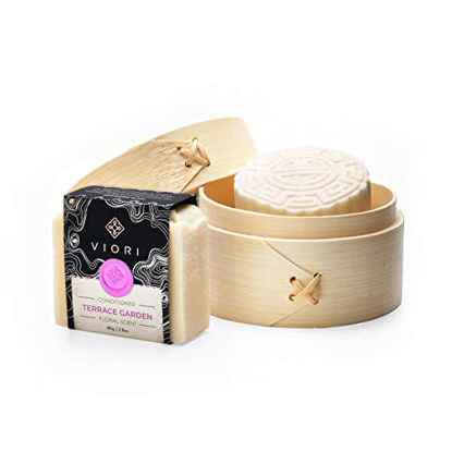 Picture of VIORI Terrace Shampoo Bar, Conditioner Bar, and Bamboo Holder Set (Includes Bamboo) - Handcrafted with Longsheng Rice Water & Natural Ingredients - Sulfate-free, Paraben-free, Cruelty-free, Phthalate-free, pH balanced 100% Vegan, Zero-Waste