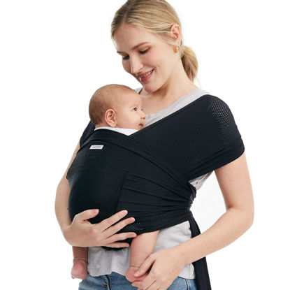 Picture of Momcozy Baby Carrier AirMesh - The Perfect Summer Sling for Newborns to Toddler 8-35 lbs - Cooling Fabric Baby Wrap, Hands Free, Lightweight and Ergonomic, Black