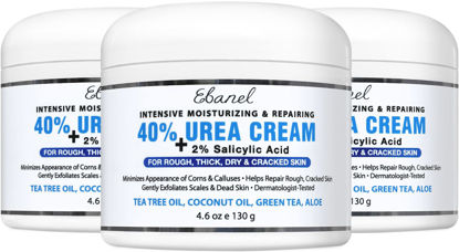 Picture of Ebanel Urea Cream 40% plus Salicylic Acid 2%, Foot Cream for Dry Cracked Heels Feet Knees Elbows Hands, Foot Dead Skin Cuticle Callus Remover Toenail Softener, Skin Barrier Repair Cream, 3-Pack