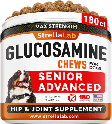 Picture of Senior Advanced Glucosamine Chondroitin Joint Supplement for Dogs - Hip & Joint Pain Relief Pills - Large & Small Breed - Hip Joint Chews Canine Joint Health - Chews Older Dogs - Bacon Flavor - 180Ct