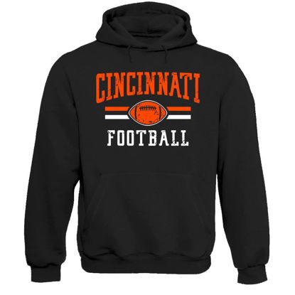 Picture of Cincinnati Retro Football Fans Vintage Men's Hoodie Sweatshirt (Black Hoodie, L)