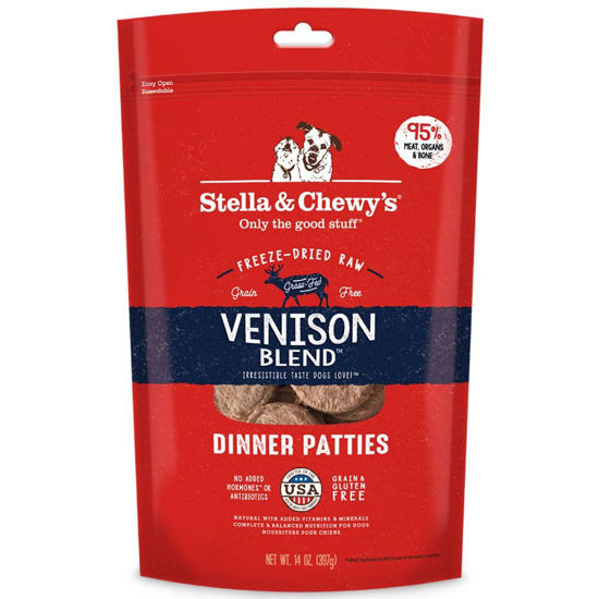 Picture of Stella & Chewy's Freeze Dried Raw Dinner Patties - Grain Free Dog Food, Protein Rich Venison Blend Recipe - 14 oz Bag