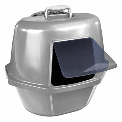 Picture of Corner Enclosed Cat Pan, Silver, Large