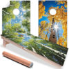 Picture of Cornhole Board Wraps and Decals for Boards Set of 2 Skins Professional Vinyl Covers Sticker Seasons Tree Photo Spring and Autumn Cornhole Wraps Stickers Cornhole Skins Cornhole Wraps for Boards