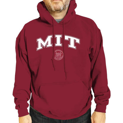 Picture of Campus Colors Adult Arch & Logo Soft Style Gameday Hooded Sweatshirt (MIT Engineers - Red, X-Large)