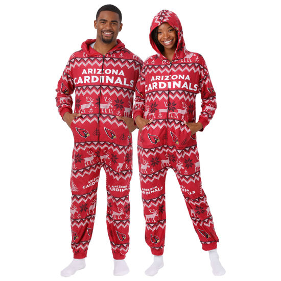 Picture of FOCO Arizona Cardinals NFL Mens Ugly Pattern One Piece Pajamas - XL