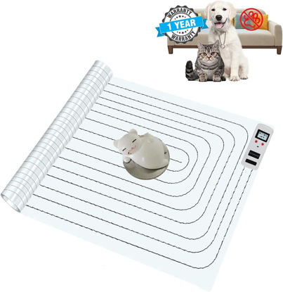 Picture of SEERWAY Scat Pet Shock Mat Indoor, Safe Shock Training Pads for Dogs and Cats, Electric Repellent Training Mat Keeps Pets Off, Various Size and Shape, 3 Training Modes (48"x20" Upgraded with Tester)