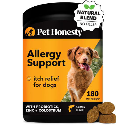 Picture of Pet Honesty Dog Allergy Relief Immunity - Dog Allergy Chews, Probiotics for Dogs, Seasonal Allergies, Dog Skin and Coat Supplement, Itch Relief for Dogs, Allergy Support Supplement (Salmon, 180 count)