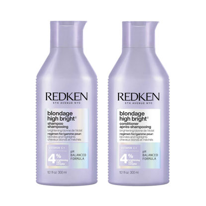 Picture of Redken Blondage High Bright Shampoo & Conditioner | Brightens and Lightens Color-Treated and Natural Blonde Hair Instantly | Infused with Vitamin C | 10.1 fl oz.