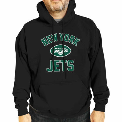 Picture of Team Fan Apparel NFL Adult Gameday Hooded Sweatshirt - Poly Fleece Cotton Blend - Stay Warm and Represent Your Team in Style (New York Jets - Black, Adult XX-Large)