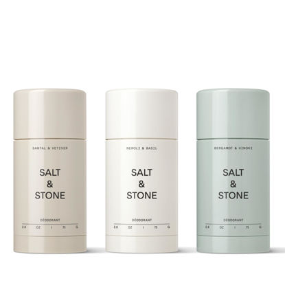 Picture of SALT & STONE - Extra Strength Natural Deodorant Trio (Santal, Lavender & Sage, and Bergamot & Eucalyptus).