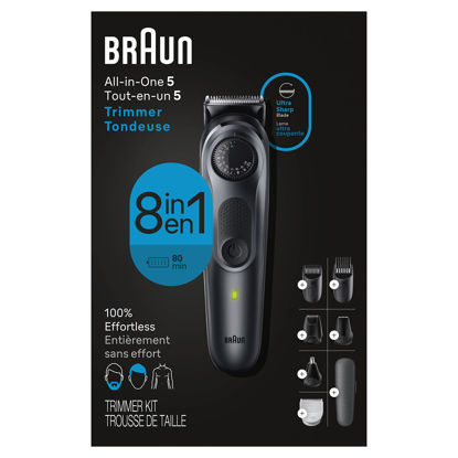 Picture of Braun All-in-One Style Kit Series 5 5471, 8-in-1 Trimmer for Men with Beard Trimmer, Body Trimmer for Manscaping, Hair Clippers & More, Ultra-Sharp Blade, 40 Length Settings, Waterproof